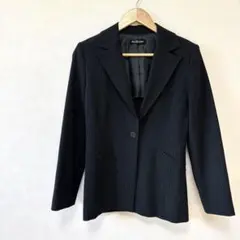 ストライプ柄シングルテーラードジャケット　Mサイズ　黒ブラック　背抜き裏地　仕事