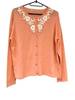 Rose Tiara花刺繍ビジューニットカーディガンC012