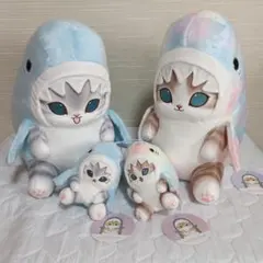 モフサンド　パステルサメにゃん BIGぬいぐるみ2点、マスコット2点