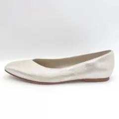 LE TALON 25.5cm スクエア Vカット フラット シルバー ルタロン