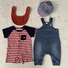 POLO Baby ロンパース H&M デニムサロペット帽子セット西松屋6070