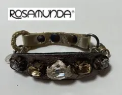 ROSAMUNDA クリスタル装飾 ビジュ レザーブレスレット