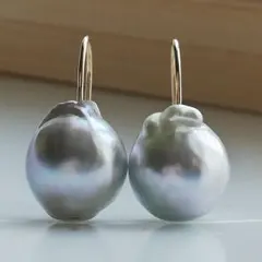 10mm　あこや真珠　ナチュラル　ひと粒フックピアス　K14GF　パール　アコヤ