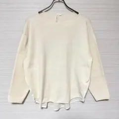 HKワークスロンドン バックシフォン切替ニット 白 M ゆったりシルエット