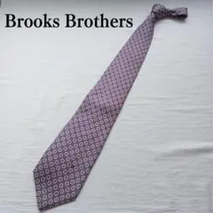 ブルックス ブラザーズ ネクタイ 紫 白 幾何学 花柄 小柄色 絹【n4045】