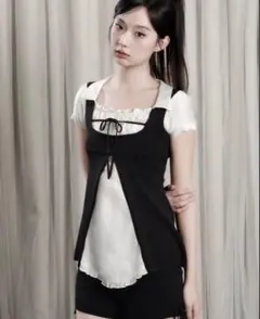ANDWANG Couture Frill Ribbon Tops BLACK - メルカリ
