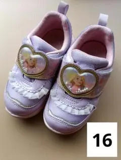 スニーカー　16　光る靴　ラプンツェル　ディズニー　フリル　LED