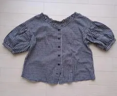 ギンガムチェック コットン100％　パフスリーブ