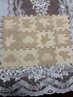 ベージュ 動物シルエット ジョイントマット 12ピース