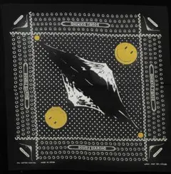 バンダナ ハンカチ スカーフ　スマイル　富士山 ヴィンテージ未使用　HFS3