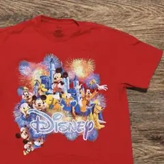 絶版 ディズニー 公式 キャラクター大集合 Tシャツ Lサイズ ミッキー 赤のサムネイル