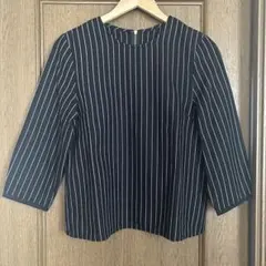 【ロペピクニック】ネイビー ストライプ 七分袖ブラウス