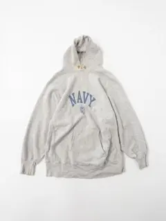 80s USA製 Champion リバースウィーブ 染み込みプリント NAVY