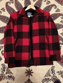 80's Woolrich 赤・黒チェック ウールコート