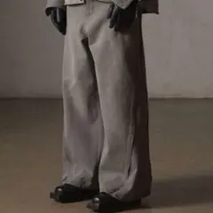 【GRANCY】ジップデザイン バギーデニム パンツ グレー