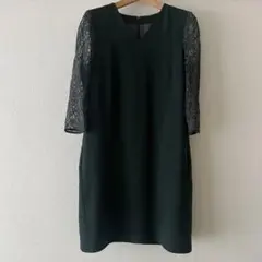 【グリーンレーベルリラクシング】Vネック パーティードレス