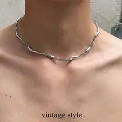 Wave born silver short necklace y2k