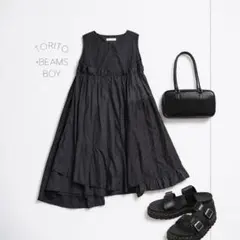 TORI-TO×BEAMS BOY レースレイヤーワンピース 黒　ノースリーブのサムネイル