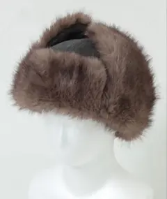 グレー ファー付き フライトキャップ