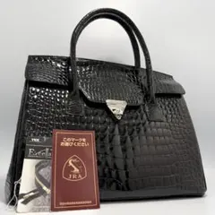 JRA【A4収納】LALINDA クロコダイル ハンドバッグ 黒 VV168 - メルカリ
