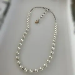 パール風ビーズ ネックレス ハート型ペンダント