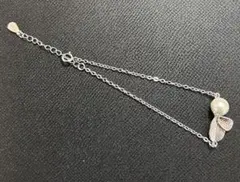 ブレスレット 925 スターリング シルバー 真珠 葉 #C323-2