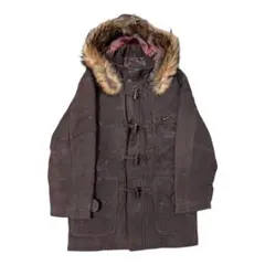 90s vintage ダッフルコート フードファー付き スエード調 アウター