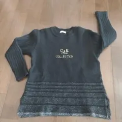 厚手　ニット　チュニックセーター ブラック