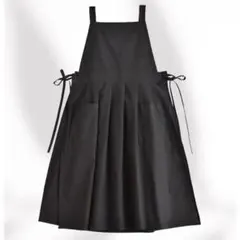 エプロン エプロンドレス 黒 ブラック カフェエプロン ワークエプロン 韓国