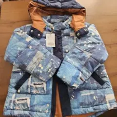 BREEZE【新品・タグ付き】デニム風プリント 中綿コート サイズ130