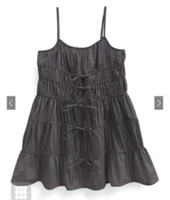 GRL シャーリングリボンフレアミニキャミワンピース[mh49] チャコール