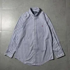 美品✨ 90s Ralph Lauren ストライプ シャツ ポニー刺繍