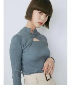 【美品】MURUA チャイナタイトニット　ブルー