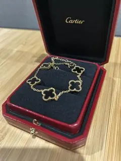 クローバー　四葉　ブレスレット　黒　金