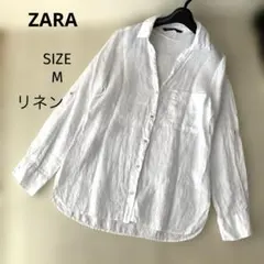ZARA ホワイトリネン　ホワイトシャツ