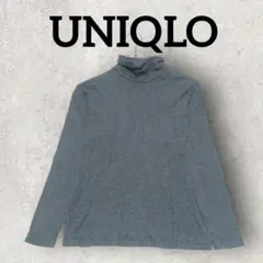 UNIQLO メンズタートルネックインナー ボーダーカットソー (S) グレー系