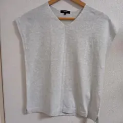 コムサイズム フレンチスリーブニット プルオーバー 9号 ライトグレー