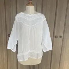 フォークダンス　ホワイト刺繍ブラウス 3/4袖のサムネイル