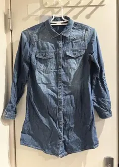 キッズ服　next デニムシャツワンピース　長袖　ロングシャツ　羽織り