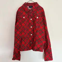 CHARTER CLUB チェック柄テーラードジャケット M レッド クリスマス