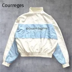 美品✨Courreges ジップアップジャケット　水色パステル　ロゴ刺繍　Y2K