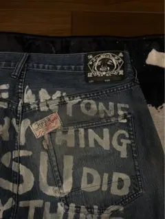 【希少モデル】EVISU デニムパンツ メッセージプリントのサムネイル