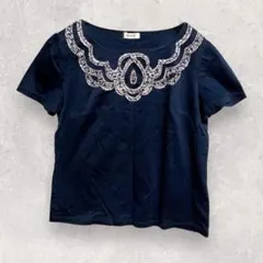 アリスバーリー Tシャツ M ネイビー 刺繍 半袖 シンプルのサムネイル