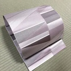 正絹　博多織　名古屋《ピンク紫　幾何学模様》