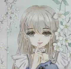 アナログイラスト　オリジナル　ウツギの花と女の子の秘密　水彩画のサムネイル