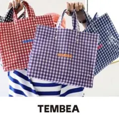TEMBEA チェック柄ペーパートートバッグ Mサイズ　五明祐子さんコラボ別注 TEMBEA チェック柄ペーパートートバッグ Mサイズ 五明祐子さんコラボ