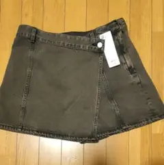 新品 GU デニムラップスコートL 37 ブラウン