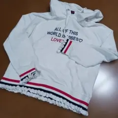 Lovetoxic フリル付きホワイトパーカー S140センチ