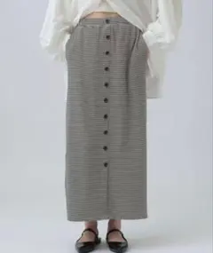 LEPSIM / フロントボタンワッフルスカート・ボーダー〔美品〕のサムネイル
