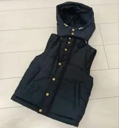 【中古】petit main フード付きネイビーダウンベスト